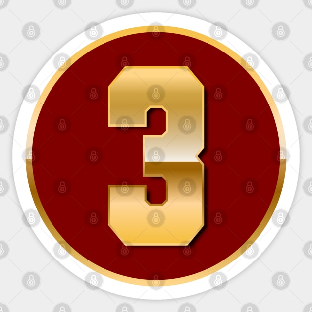 Gold Number 3 Sticker by T-Shirts Zone